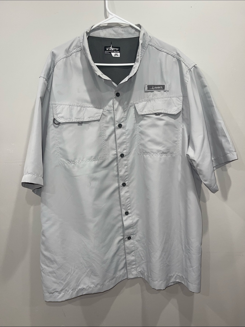 Habitat Gray and White Performance Fishing Shirt
